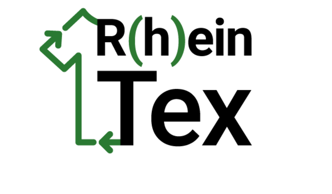 Logo of the Rheintex project. Recycling through innovation in the textile industry.