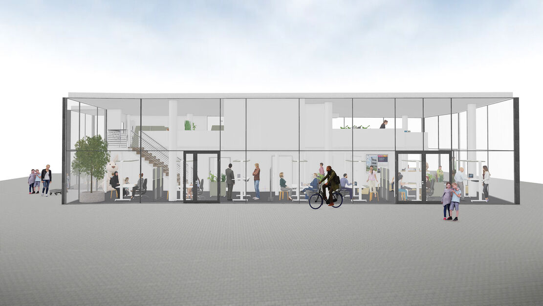 Drawing: View of the Future Work Lab from Lohstraße