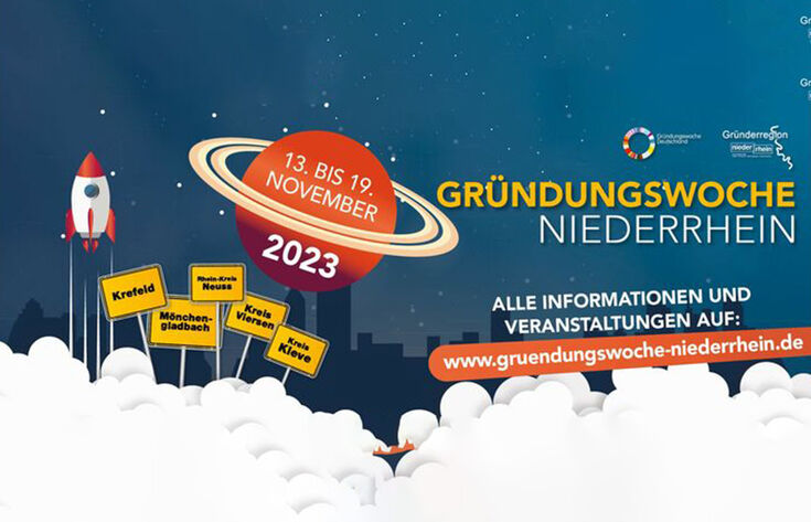 13.-19.11.23 Gründungswoche Niederrhein. Alle Informationen auf www.gruendungswoche-niederrhein.de