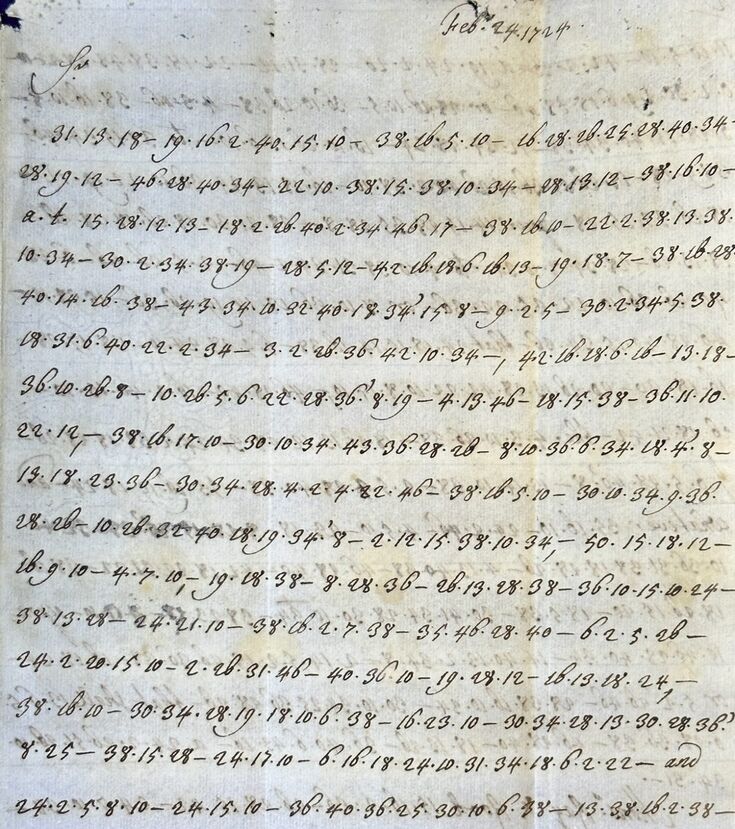 Ungelöste Schriften, wie dieser Brief aus dem Jahr 1724, der im UCL Brougham Archive gefunden wurde, sollen im Projekt DESCRYPT entschlüsselt werden. Foto: Nils Kopal/UCL Brougham Archive