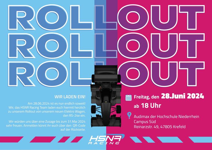Einladung zum Rollout des HSNR Racing 28.06.2024