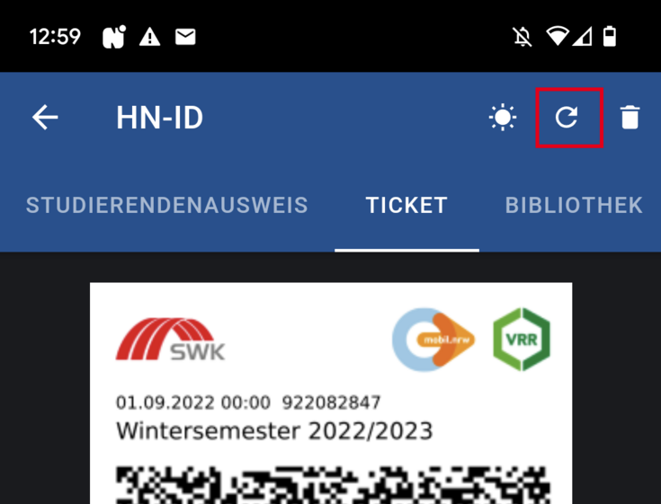 Screenshot of the iHN app: Updating the HN-ID